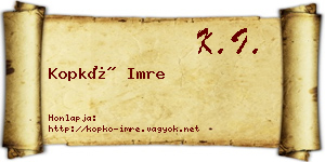 Kopkó Imre névjegykártya